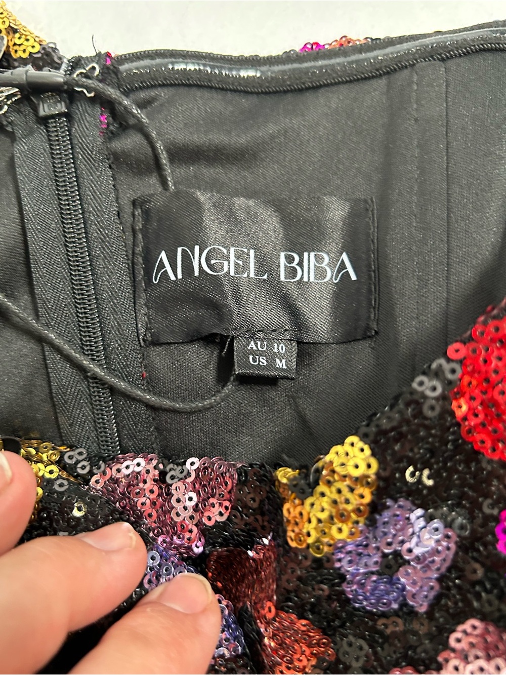 Angel Biba NWT Strapless Sequin Multicolor Floral Mini Dress M - Picture 7 of 14